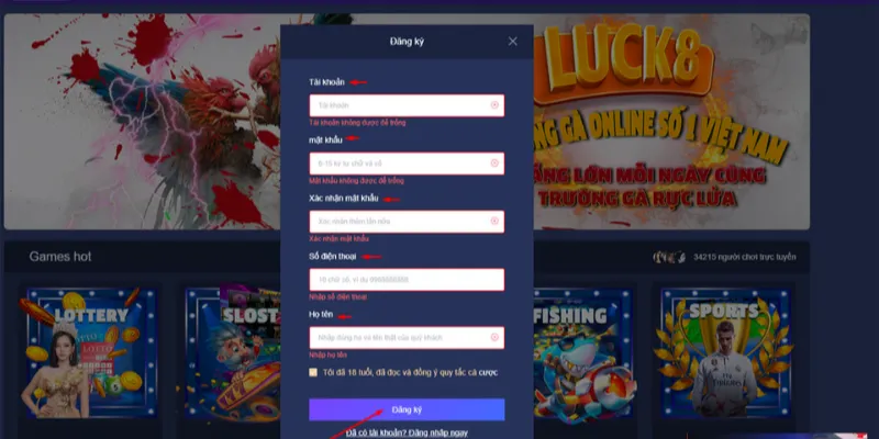 Hướng dẫn đăng ký Luck8 chi tiết cho website và ứng dụng di động