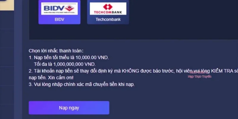 Lưu ý hội viên cần nhớ khi nạp tiền vào tài khoản Luck8